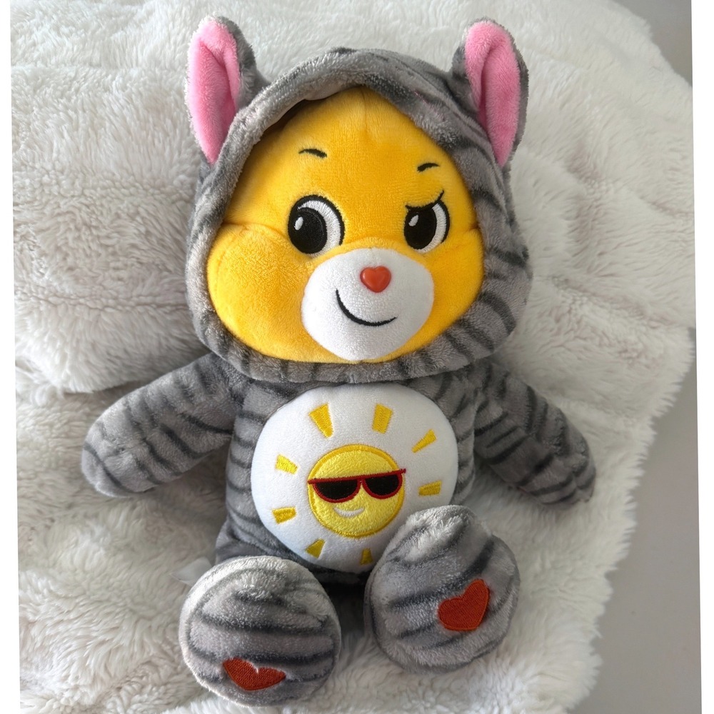 Care Bears Sunshine Bear in Cat Costume Hoodie 12" Plush Basic Fun 2021